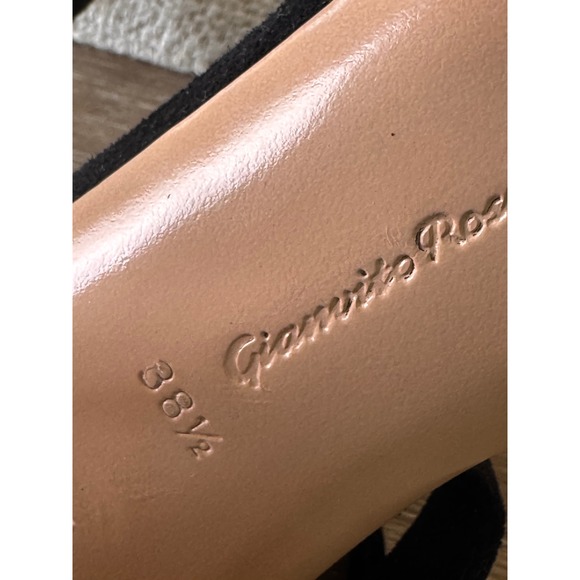 Gianvito Rossi Black Suede Ankle Tie Lucite Block Heel Sandals 38.5 Italy - Picture 6 of 8